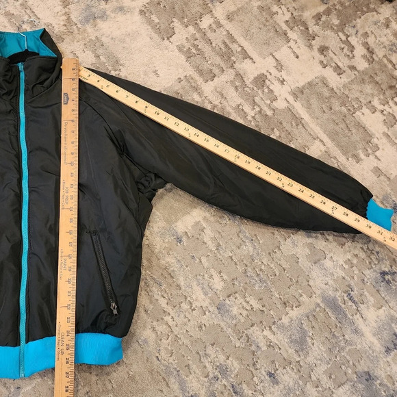 Columbia Reversible Vintage bomber nylon coat. Blue green and black. Size large - Picture 8 of 14
